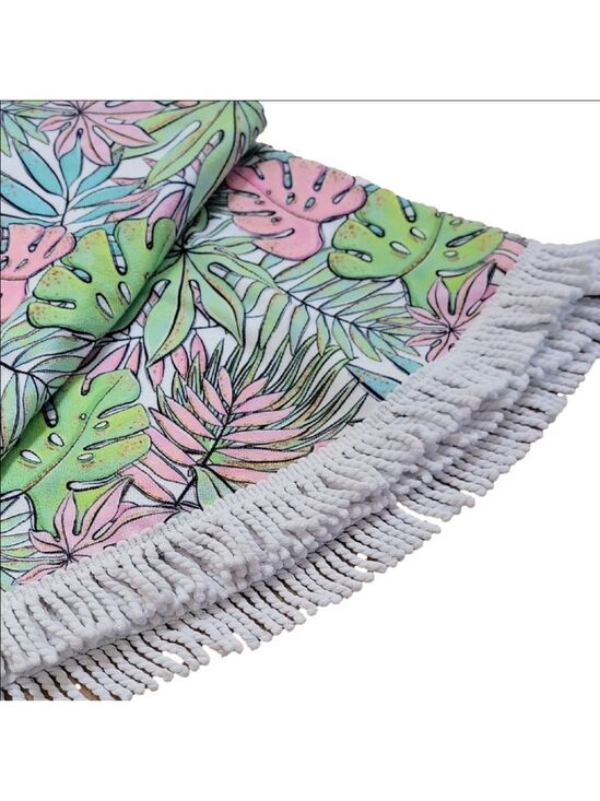 Other - Tropical Leaf Print Round Microfiber Beach Towel EUC/NWOT